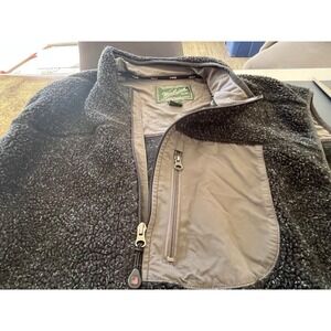 Woolrich Mens Fleece Vest Full Zip Gray Black Pockets Size XXL